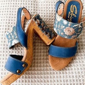 Vintage-inspired denim heels